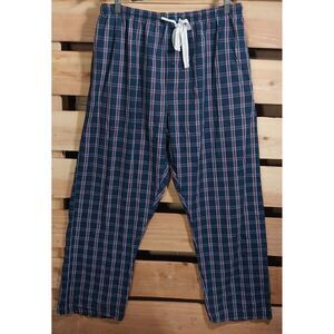 Hanes Mens XL Blue Plaid Pajama Pants Sleepwear Lightweight Loungewear READ DESC